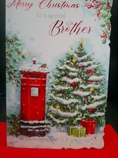 BROTHER CHRISTMAS CARD 9" X 6" XMAS TRADITIONAL CUTE