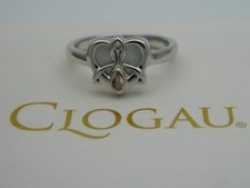 Welsh Clogau Silver & 9ct Rose Gold Dwynwen Mother of Pearl & Topaz Ring size N