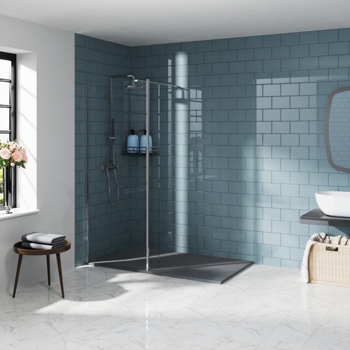 Wet room chrome shower - chrome, screen