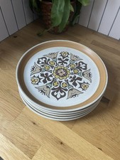 5x Vintage Denby Langley Canterbury 10'' Dinner Plates, Retro, Mid Century