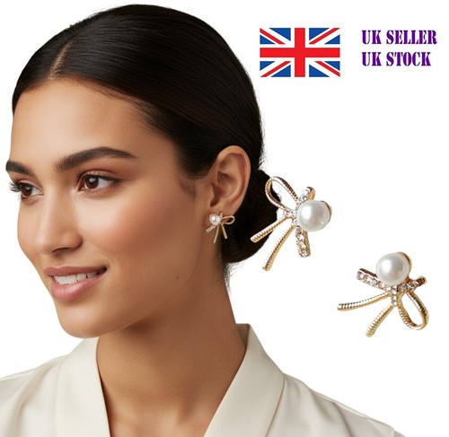 Gold bow tie knot pearl - gold,