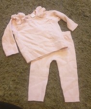 Next Pink Rib Jumper Top And Leggings Age 6-9 Months