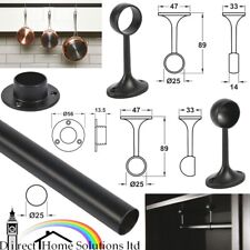 Hafele Black Steel Hanging Round Wardrobe Rail Hanging Rail Tube With End Socket