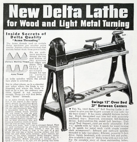 1941 delta lathe - lathe, wood