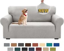 High Stretch 2-Seater Sofa Cover - XINEAGE Jacquard, Washable, Silver Grey