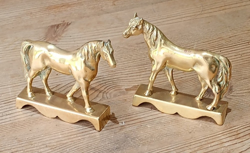 Pair brass horse design - brass,