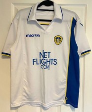Retro Macron Leeds United Official Home Kit Shirt 2009/2010 - L/XL (44" Chest)