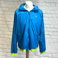 Adidas Mens Tracksuit Top Jacket Coat Hood Blue Neon Green Climaproof UK L
