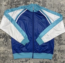 Sergio Tacchini Men's  Blue 80’s Retro Track Jacket Top XL