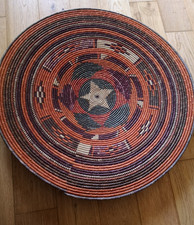 African  Hand Woven Coiled Basket Wall Hang V. Large 26 Inches Great Con.