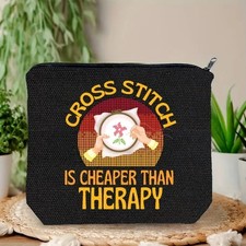 Cross Stitch Therapy - Zip Craft / Make Up Storage Bag - Wide range of uses