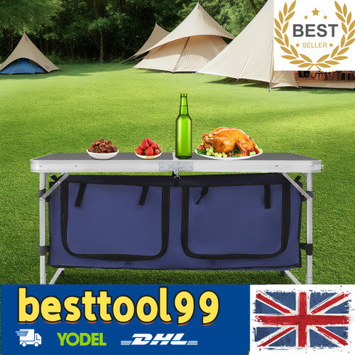 Black folding camping table - folding,