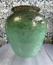 Scottish Monart Vase Shape 'HF' Size 'VII' Turquoise with Gold Aventurine