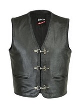 Men biker leather vest - leather,
