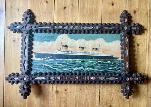 Tramp art antique hand carved - art,
