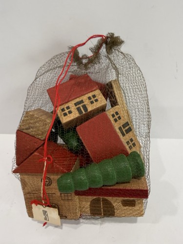 Vintage wood block village - block,