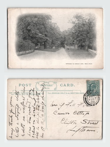 Postcard entrance to farnley - postcard,