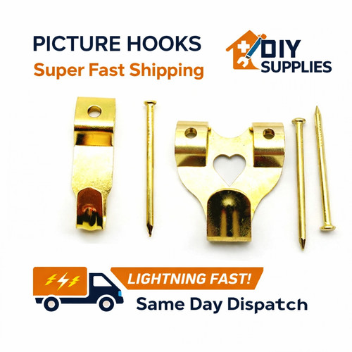Brass picture hooks - picture, nails