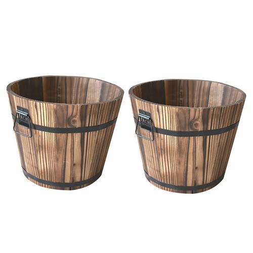 Wooden bucket shape flower - 2x,