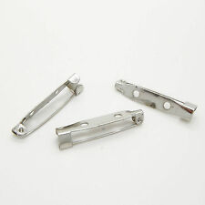50 x Brooch Back Pin Clip Silver Fasteners Badge 15mm 20mm 25mm 30mm Findings