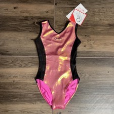Brand New Quatro Gymnastics Leotard - Size ASM/34/11-12 Years - Coral & Black