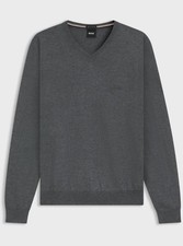 Mens Boss Knitwear Grey V-Neck