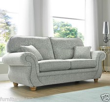 Grey High Quality Fabric Material 3 Seater + 2 Armchairs Sofa Suite CLARENCE
