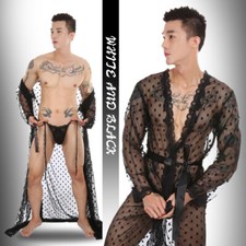 Men Sexy Sheer Lace Robe