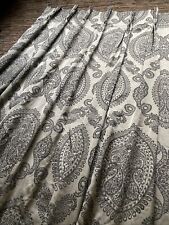 Bespoke Curtains W76"xD81" Long PINCH PLEAT PAIR Silk Mix Paisley Bronze & Grey