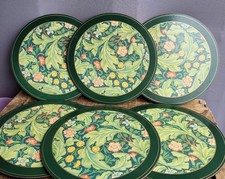 Set Of 6 Round Pimpernel William Morris Placemats Table Mats In Green Vintage 