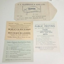 Four Small Items Of Ephemera From Brighton. Includes watch mainspring envelope.