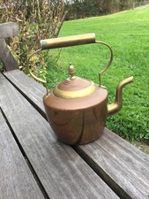 Antique Copper And Brass Tea Kettle acorn lid 9” tall capacity 2 pints