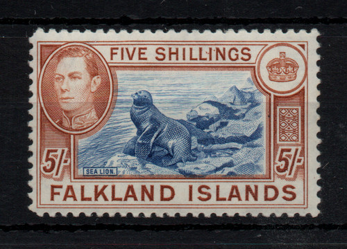 Falkland islands 1938 blue - islands, 5/-