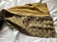 SAMMY VINTAGE MOD RETRO REVERSIBLE OCHRE PAISLEY SILK WOOL SCARF 39”x7”
