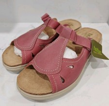 HOTTER Mirage Sandals UK 4 EXF Raspberry Leather Comfort Shoes Wide Fit Slip on