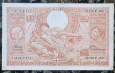 Belgian ww2 100 franc - belgian, banknote