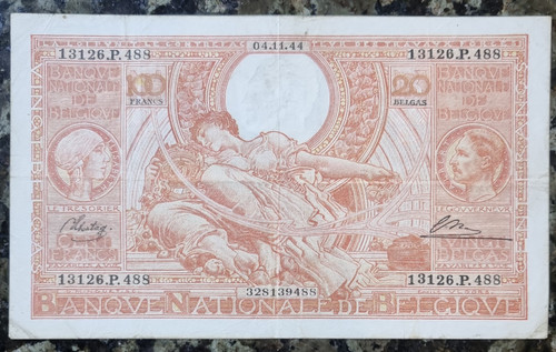 Belgian ww2 100 - ww2, banknote