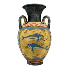 Minoan Dolphin Three Handled Vase – Handmade Ancient Greek Pottery from Knossos