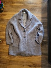Zara Mohair Beige Taupe Lined Jacket Coat Oversized S