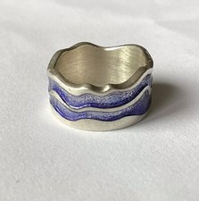 Sheila Fleet Scottish Sterling Silver And Enamel River Ripples Dress Ring
