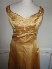  HILARY MORGAN GOLD  LONG  BRIDE EVENING /PROM DRESS    - UK 12 
