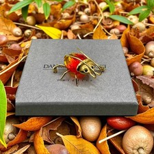 Swarovski Crystal St Silver Gold Plated Brooch - (Fire-Opal Medium SCARAB)