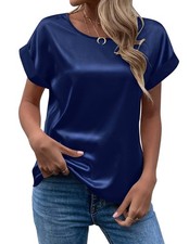 Ladies Satin Silk Short Sleeve