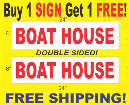 Boat house red white - red, 6"x24"