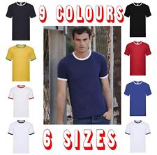 Mens contrast t shirt Fruit of the Loom Ringer T-shirt Hems and Collar Cotton 61