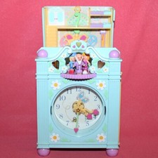 Vintage 1991 Polly Pocket Blue Funtime Clock Alarm Clock with 4 Bluebird Characters