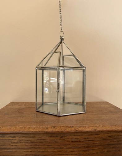 New silver hexagonal - silver, hanging