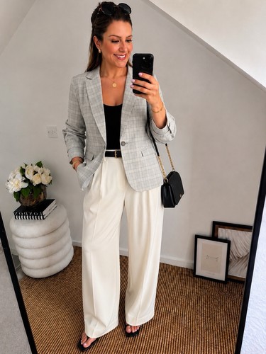 Zara basic grey check blazer - zara,