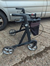 Rehasense Server HD Rollator - Folding Mobility Walker, Seat, Bariatric support