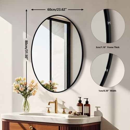 Large matte black oval wall - oval,